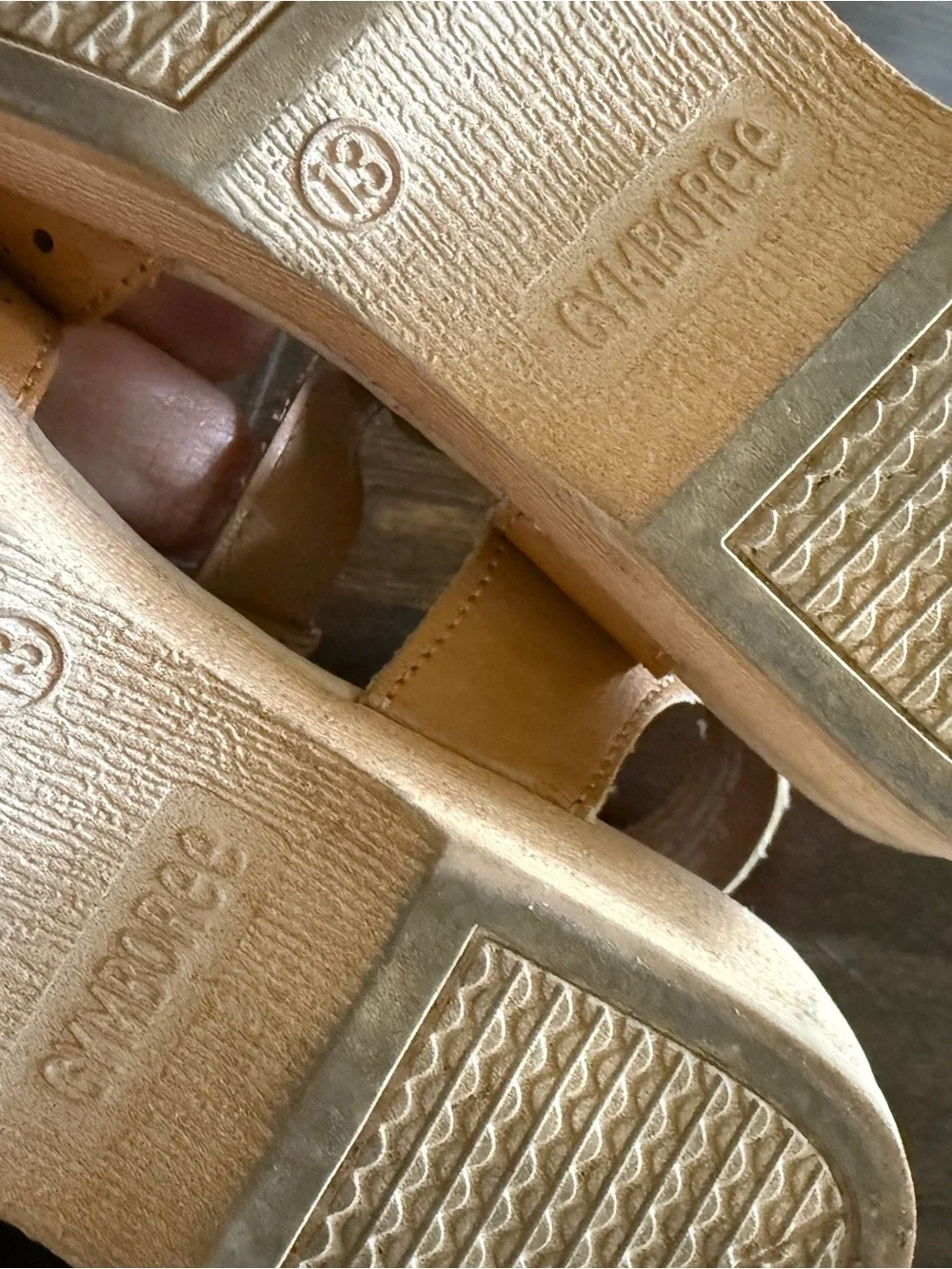 Gymboree Girls Tan T‑Bar Dress Shoes with Buckle